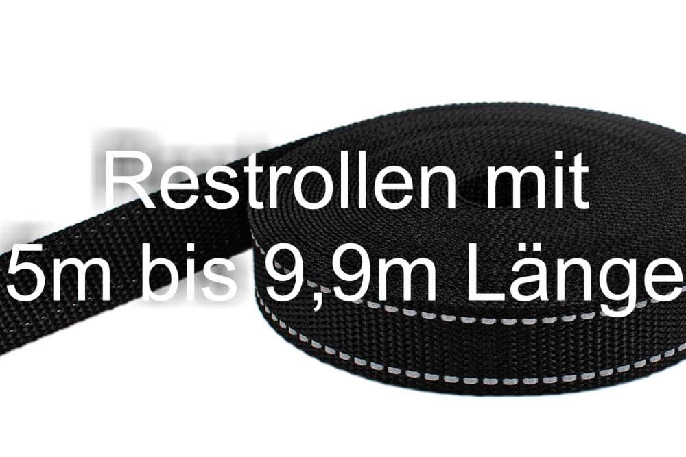 Picture of Restpostenbox 25mm breites PP-Gurtband 1,4mm stark, 50m - schwarz mit Reflektorstreifen (UV)