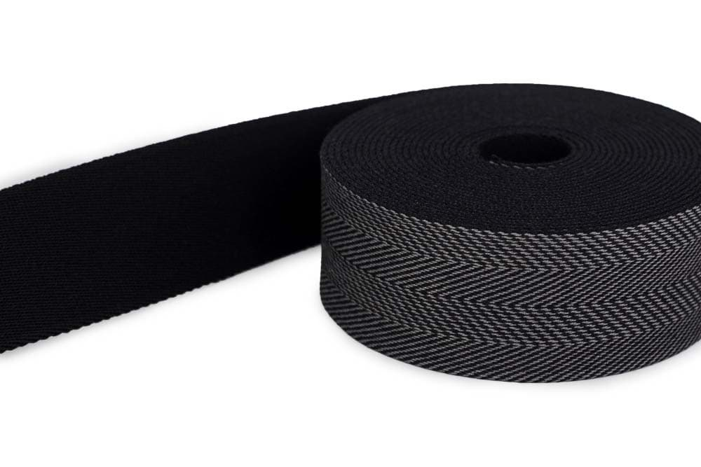 Picture of 5m belt strap / bags webbing - color: fish bones black 253 - 40mm wide